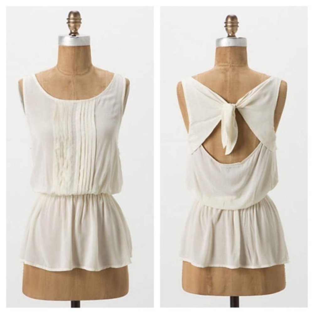 Cream Peplum Blouse Anthropologie